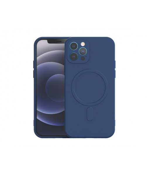 Husa Spate Magsafe Compatibila Cu iPhone 11 Pro, Protectie Camera, Microfibra La Interior, Albastru